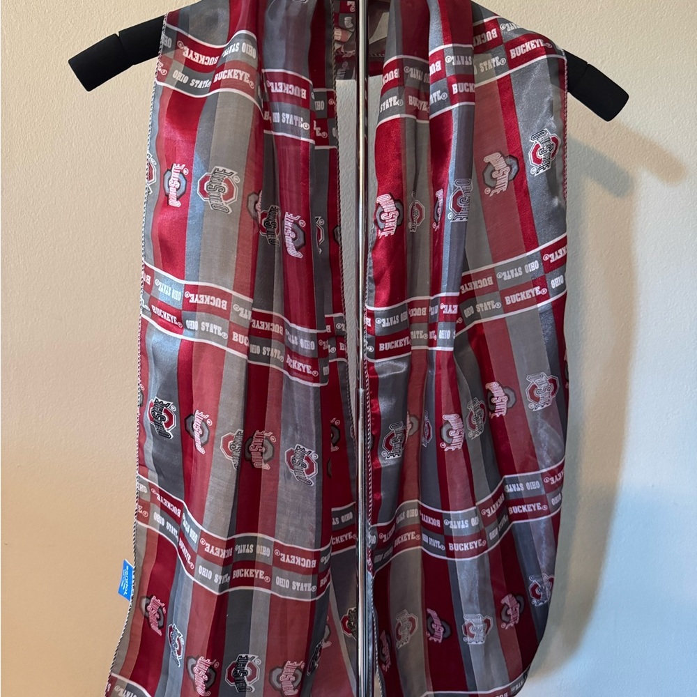 Ohio State Buckeyes Scarf Red & Gray Striped Game Day Spirit Wrapping